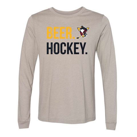 WBS Penguins Beer. Hockey. Tri-Blend L/S Tee