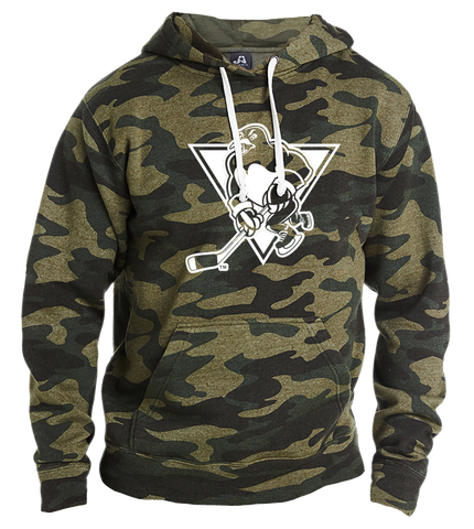 WBS Penguins Green Camo-White Primary Tri-Blend Hoodie